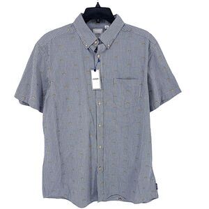 Rowm Taco Embroidered Plaid Button Down Short Sleeve Shirt Mens Size Large